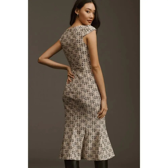 NWT Anthropologie The Cecily Fit & Flare Sweetheart Dress Size L Neutral 9B404 - Picture 3 of 13